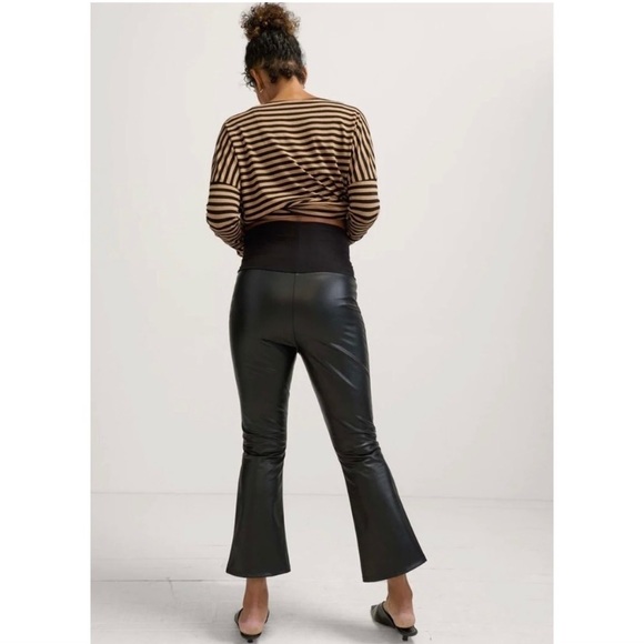 Hatch Maternity 💗 The Vegan Stretch Leather Crop Flare Pants Black size XL - Picture 1 of 11